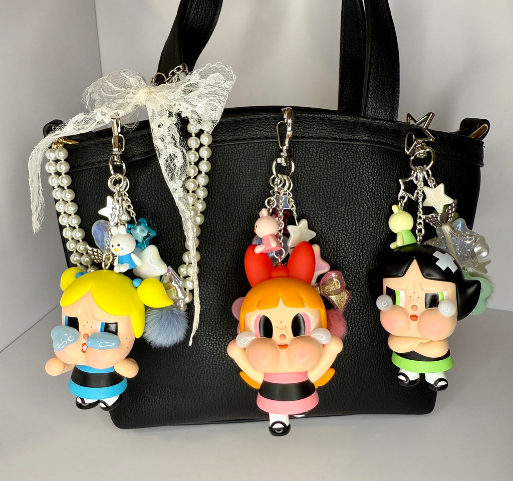 Crybaby x Powerpuff Girls Bunnies- Blossom, Bubbles, or Buttercup Bunny- Handmade Bag Charm