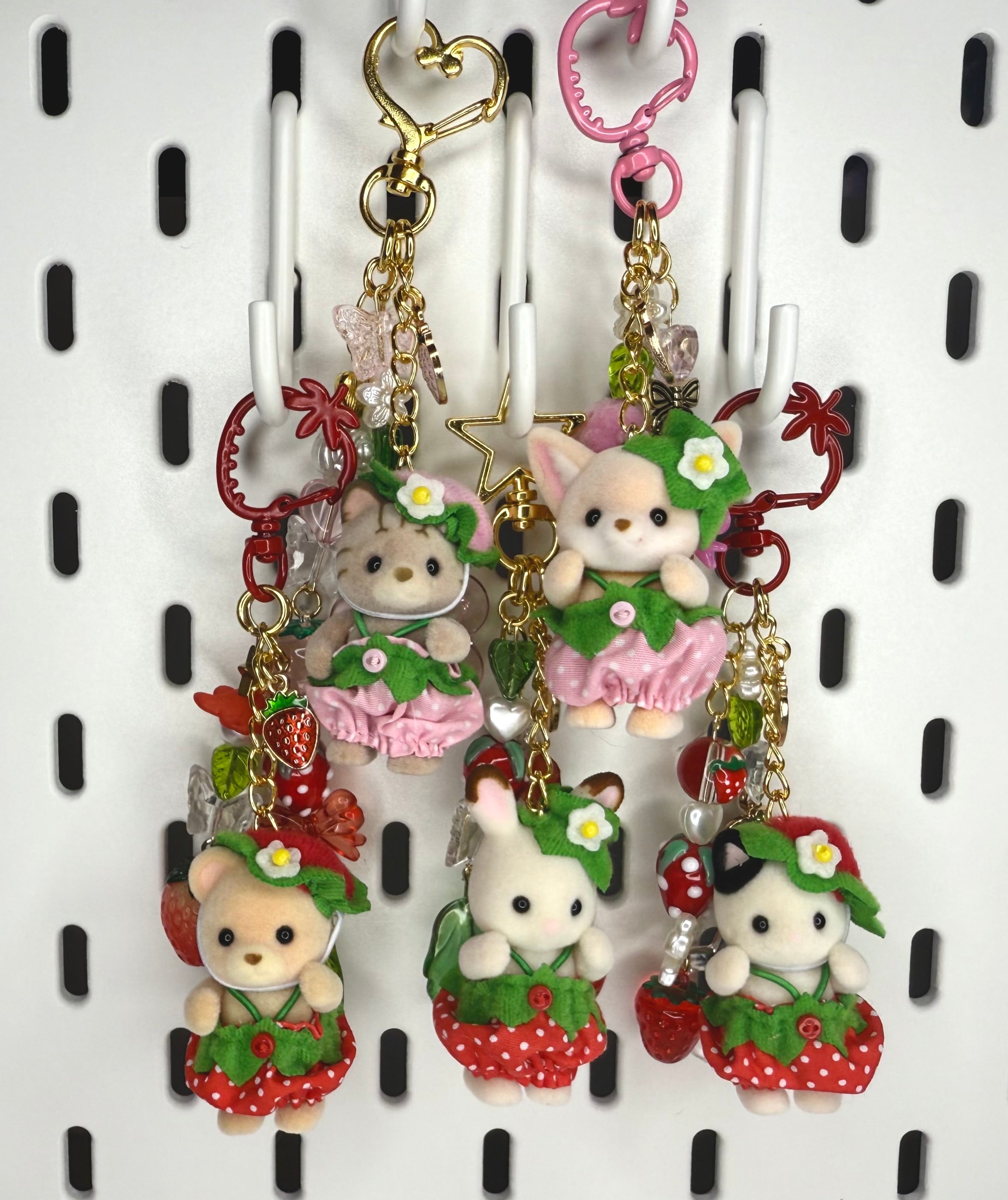 Calico Critter Strawberry Keychain-Gold