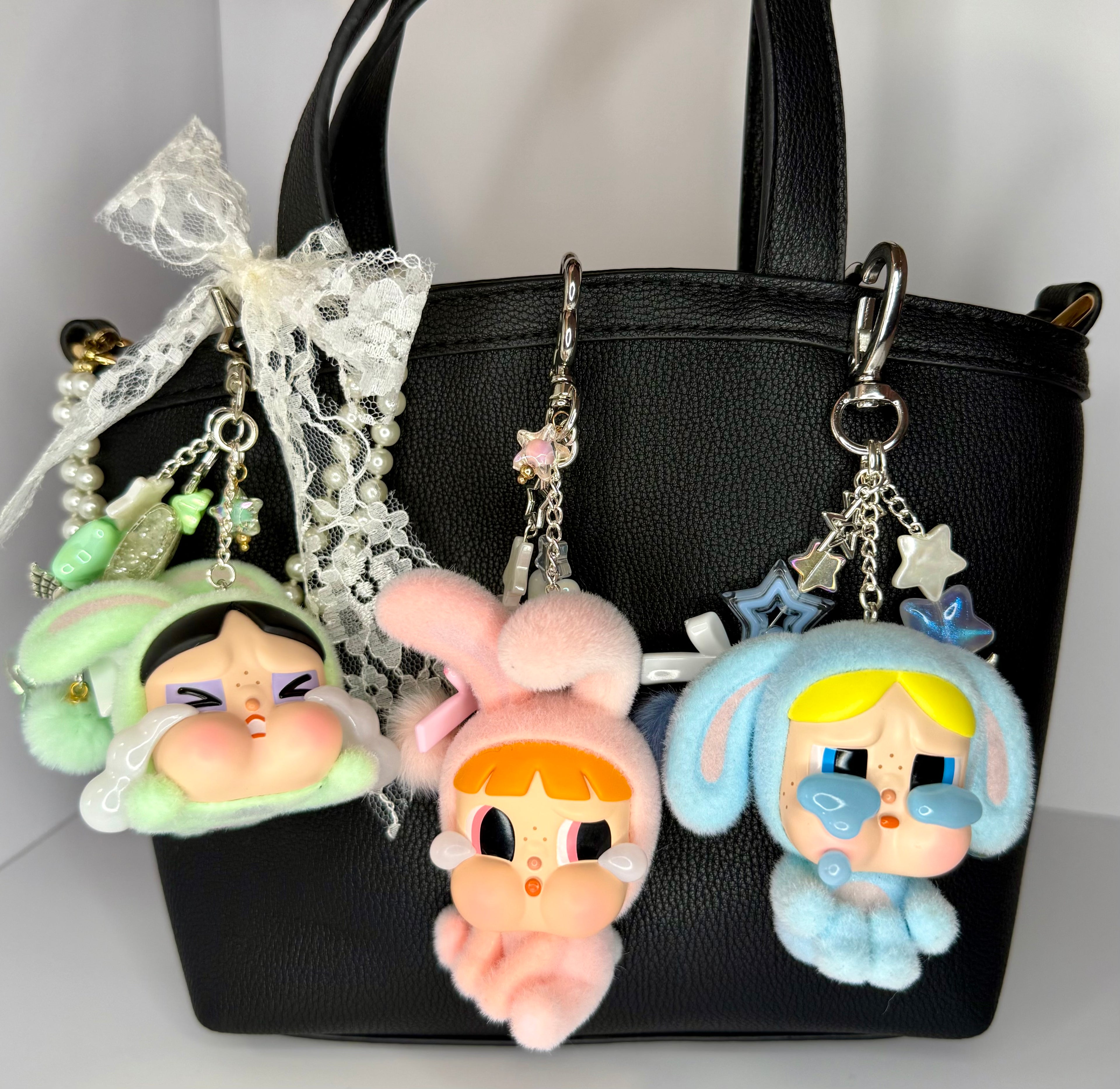 Crybaby x Powerpuff Girls Bunnies- Blossom, Bubbles, or Buttercup Bunny- Handmade Bag Charm