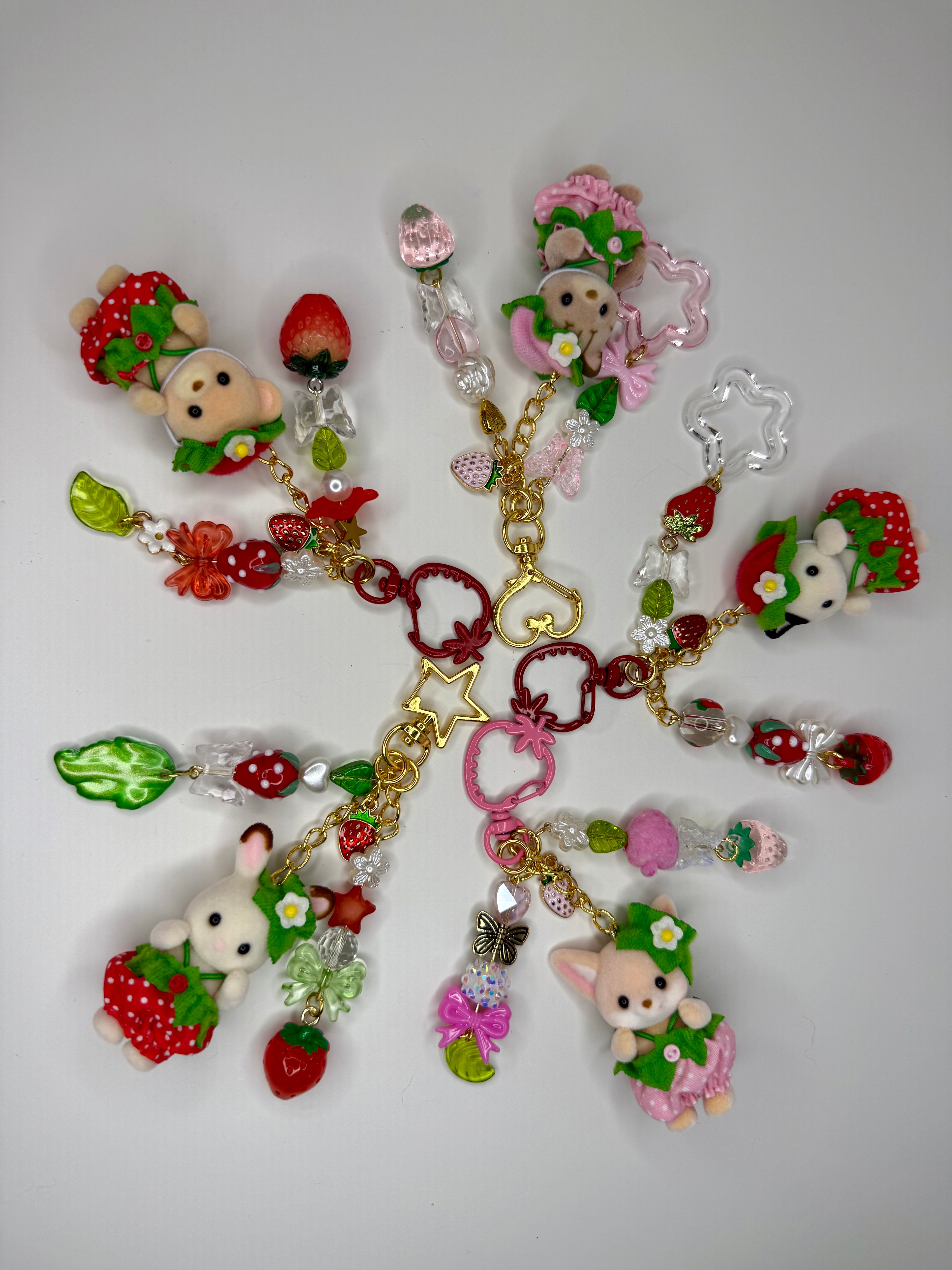 Calico Critter Strawberry Keychain-Gold