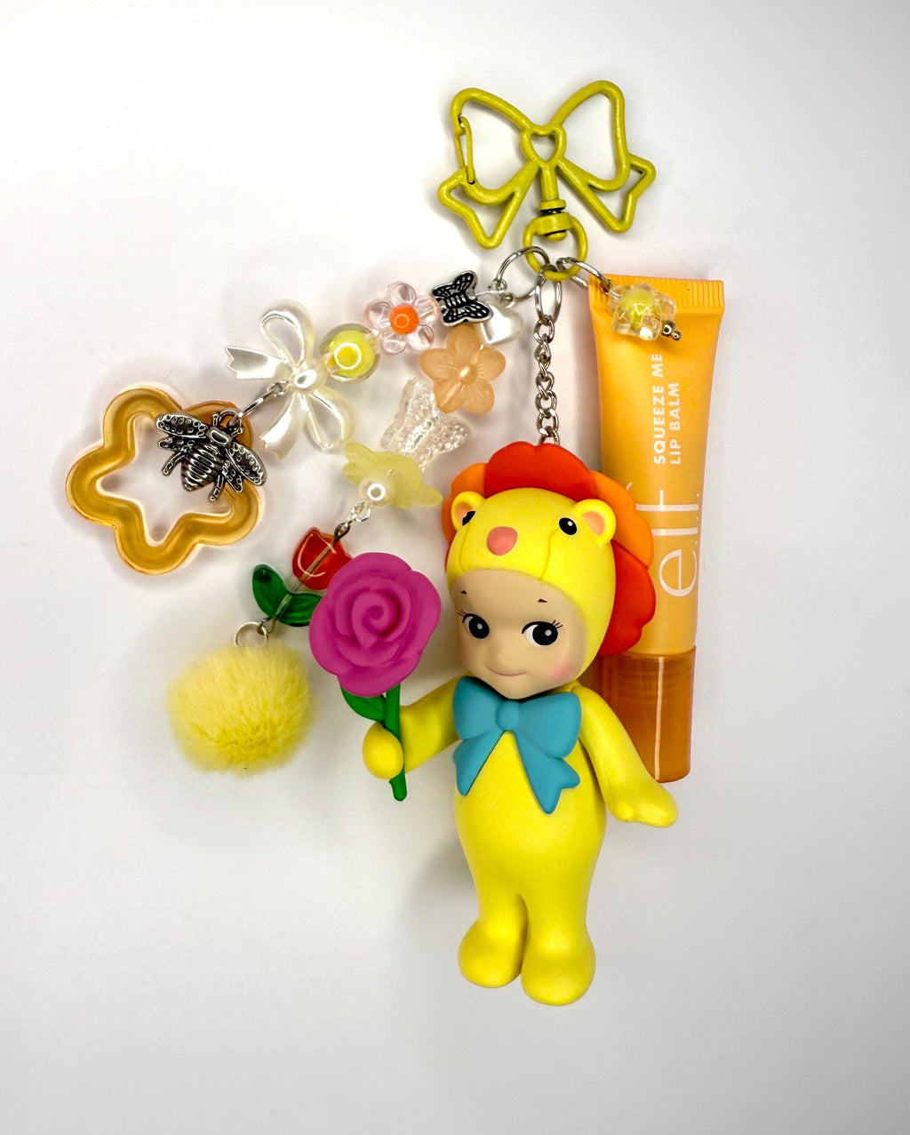 Sonny Angel Flower Charm: Handmade Keychain with e.l.f. Lip Balm