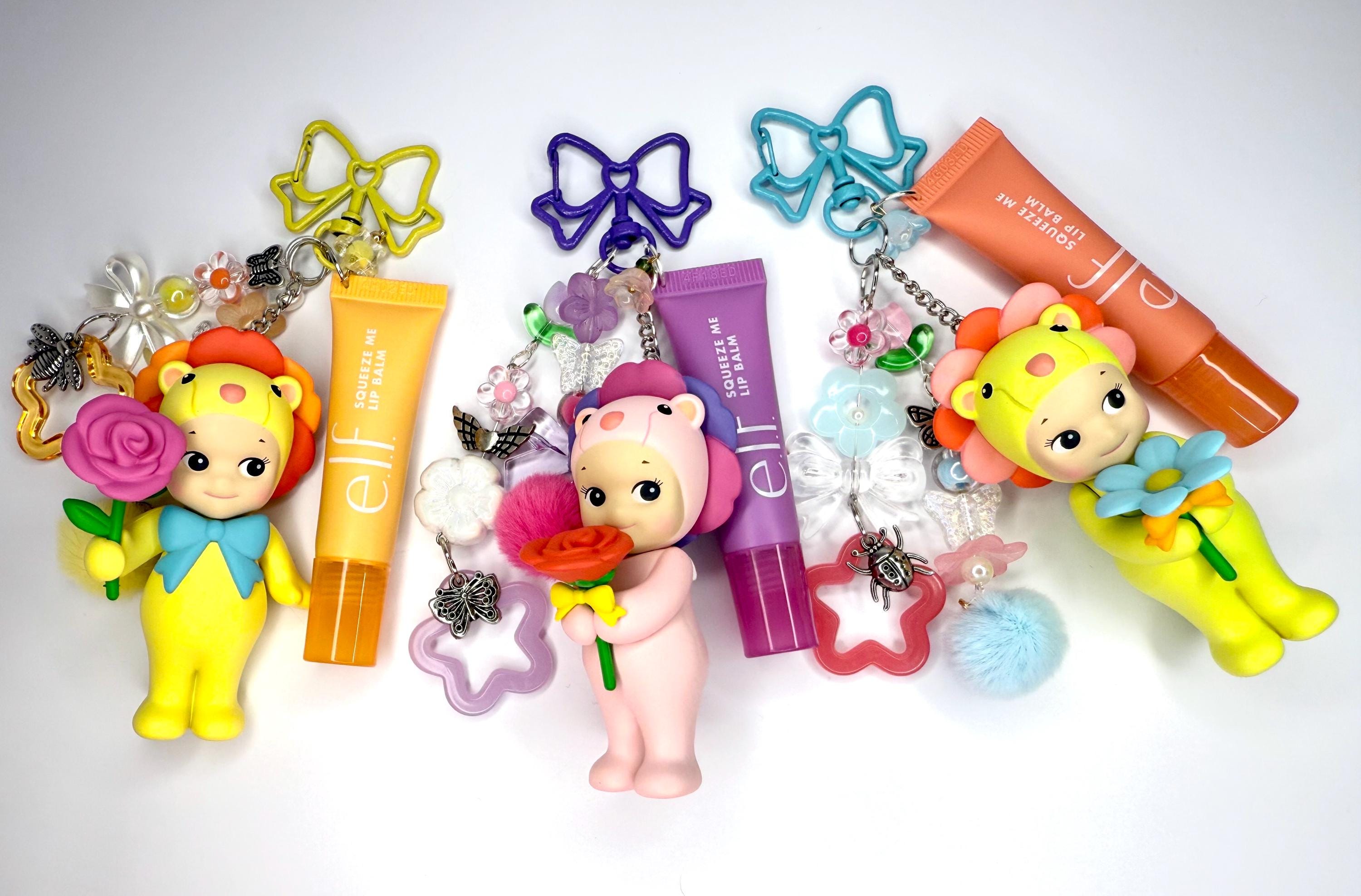 Sonny Angel Flower Charm: Handmade Keychain with e.l.f. Lip Balm