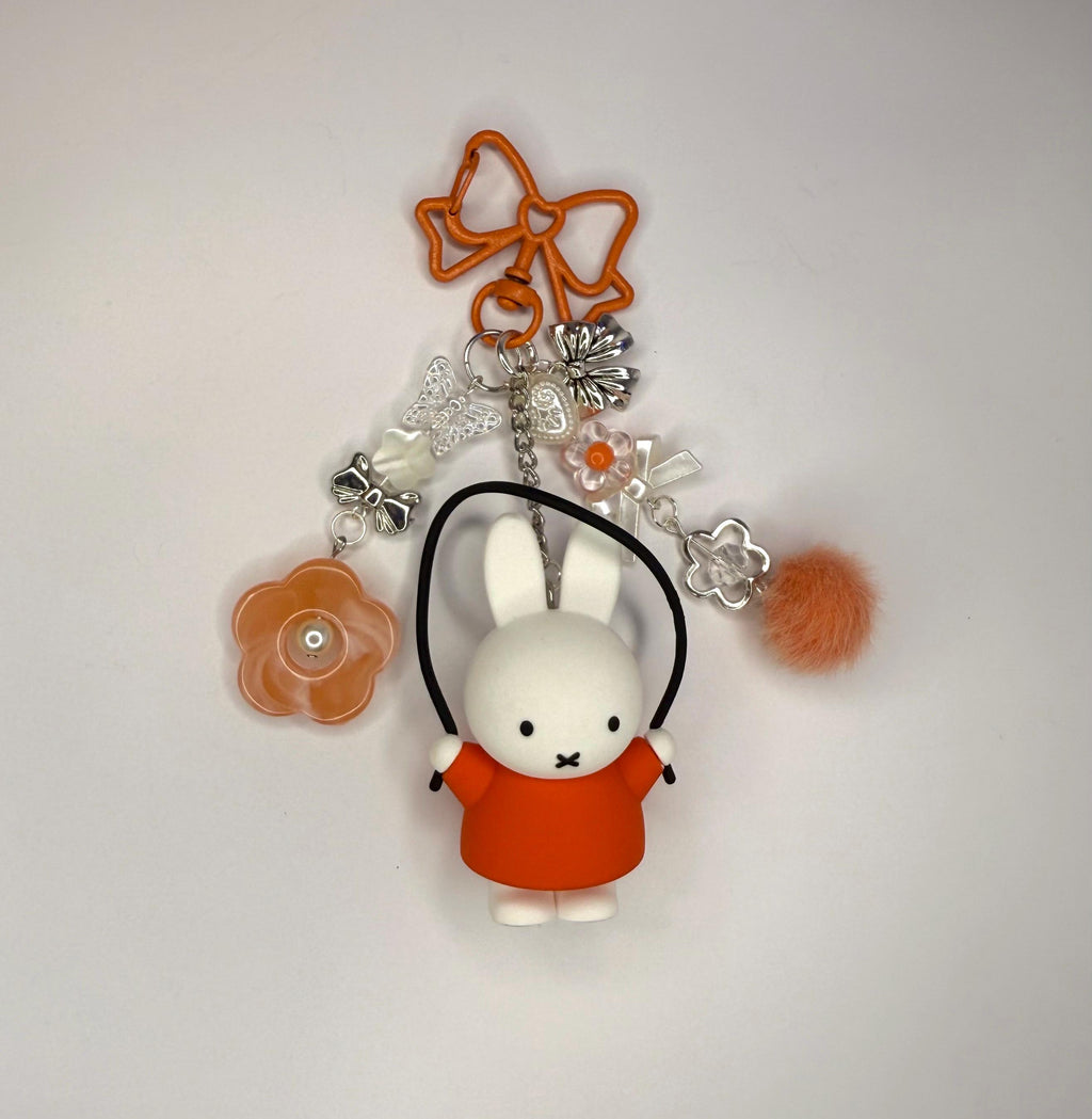 Miffy Bag Charm: Handmade Kawaii Keychain with Basket or Rope