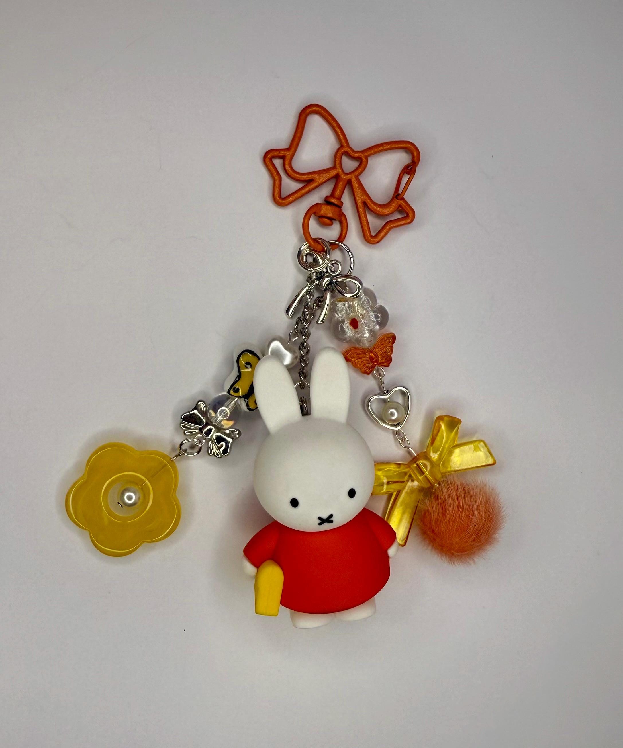 Miffy Bag Charm: Handmade Kawaii Keychain with Basket or Rope
