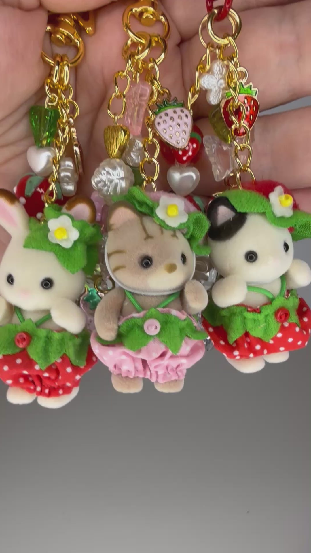 Calico Critter Strawberry Keychain-Gold